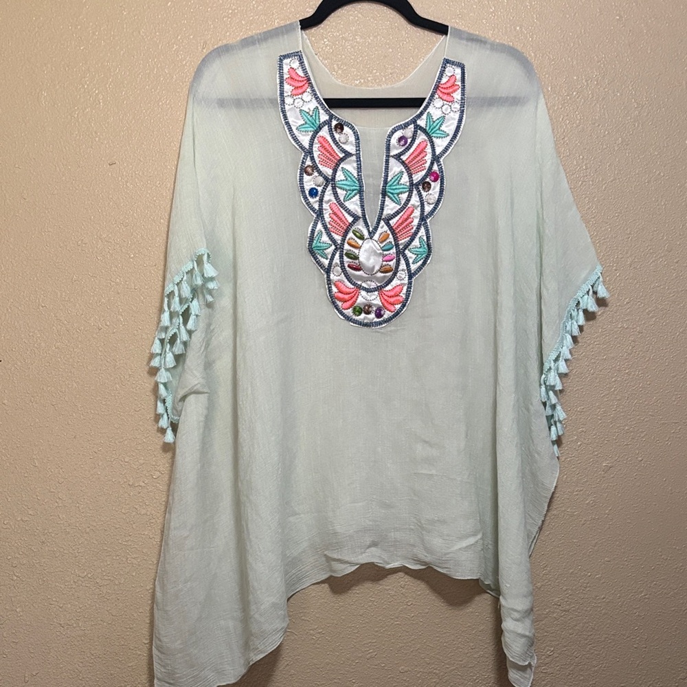 Embroidered Cream Tunic Top